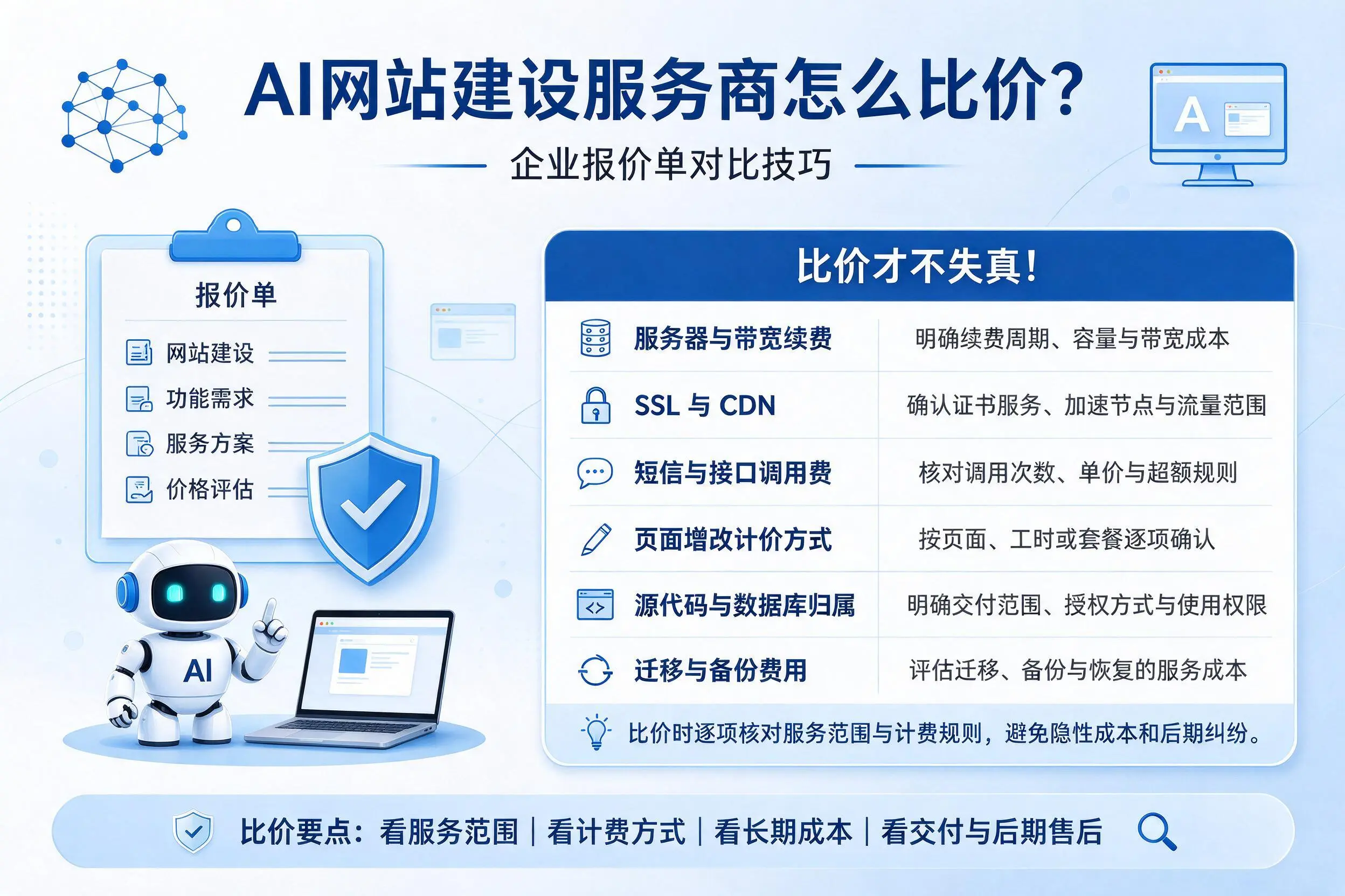 AI网站建设服务商怎么比价?聊城企业报价单对比技巧